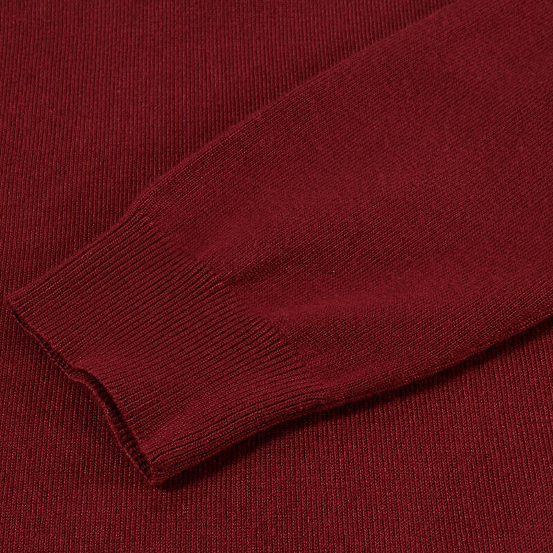 2015秋装新款 男士韩版休闲圆领纯色简约合体长袖毛衫潮 中国红6641 l