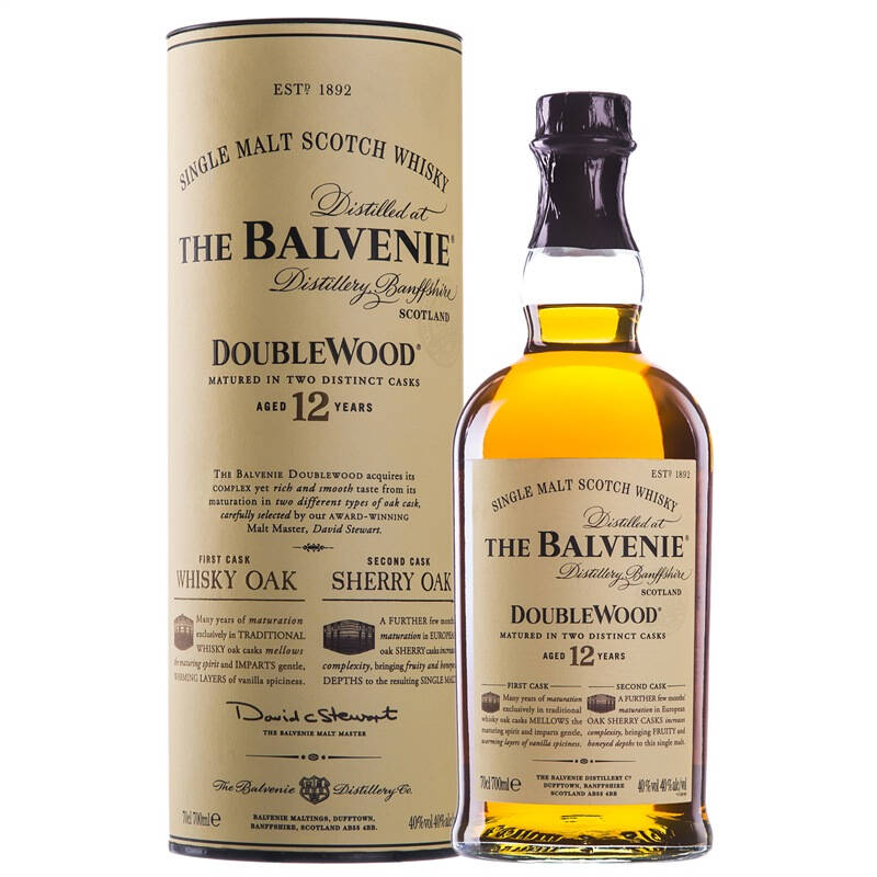 百富酒庄 the balvenie 12年 双桶苏格兰达夫镇单一麦芽威士忌 700ml