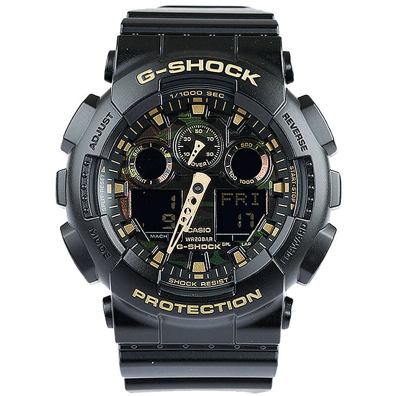 卡西欧(casio)手表男士g-shock系列电子双显运动手表 ga-100cf-1a9