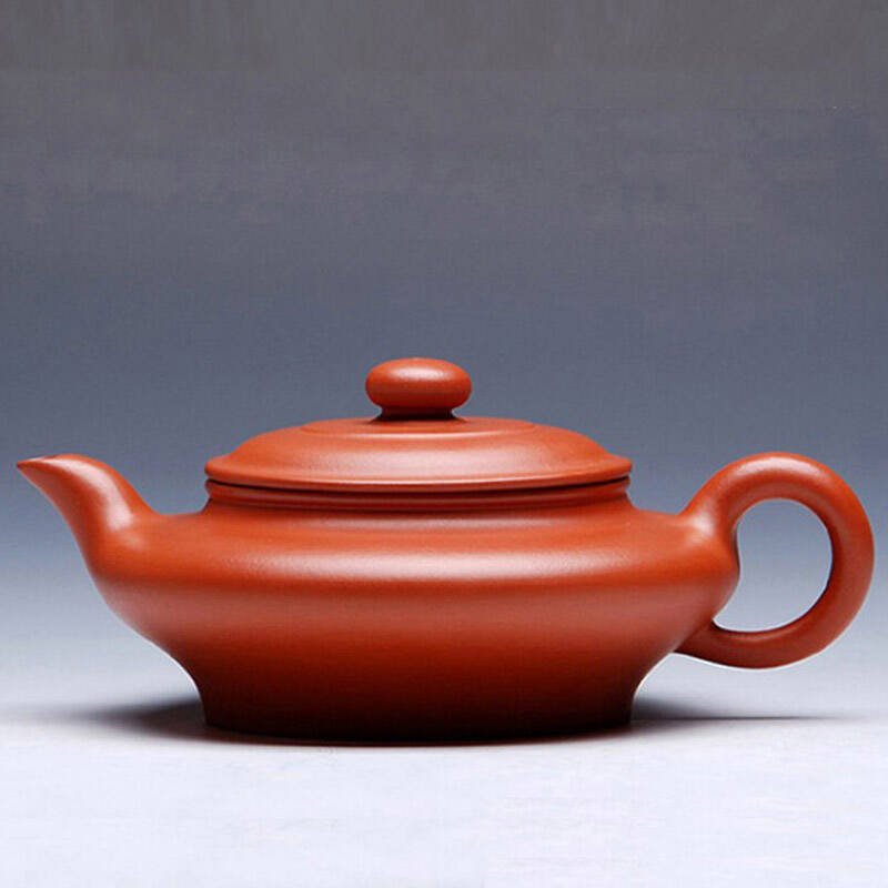 美典(meediea)宜兴名家紫砂壶 国家助工王红娟朱泥虚扁壶240ml