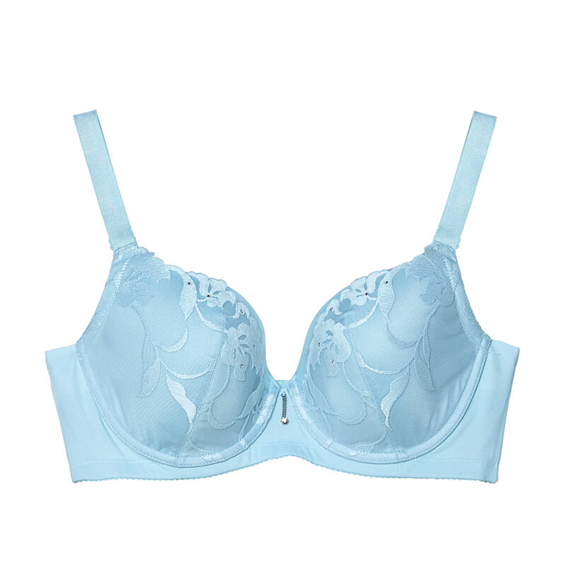 曼妮芬伊维斯薄款内衣 美背聚拢侧收副乳大码文胸女10810404 蓝色 75c