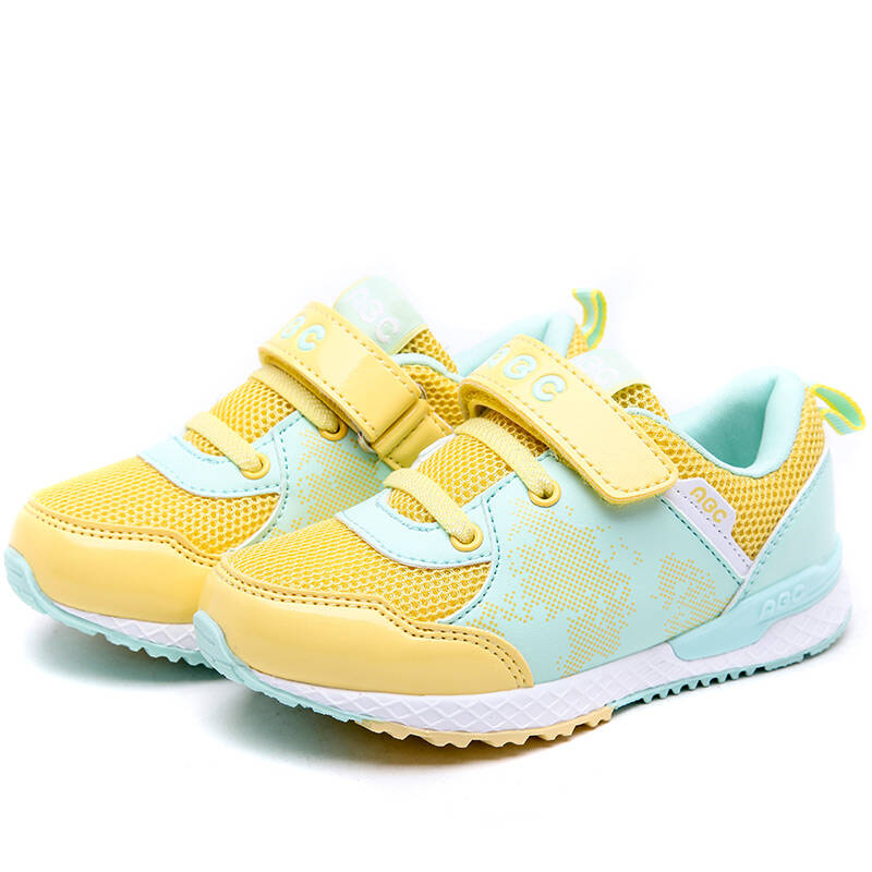 abckids 运动鞋 童鞋春秋季男女童中大透气跑步鞋y5332317d粉黄/粉蓝