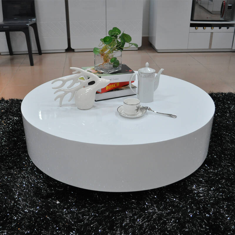 依丽维娅 现代简约 白色亮光烤漆 圆茶几 白色1000mm*1000mm*230mm