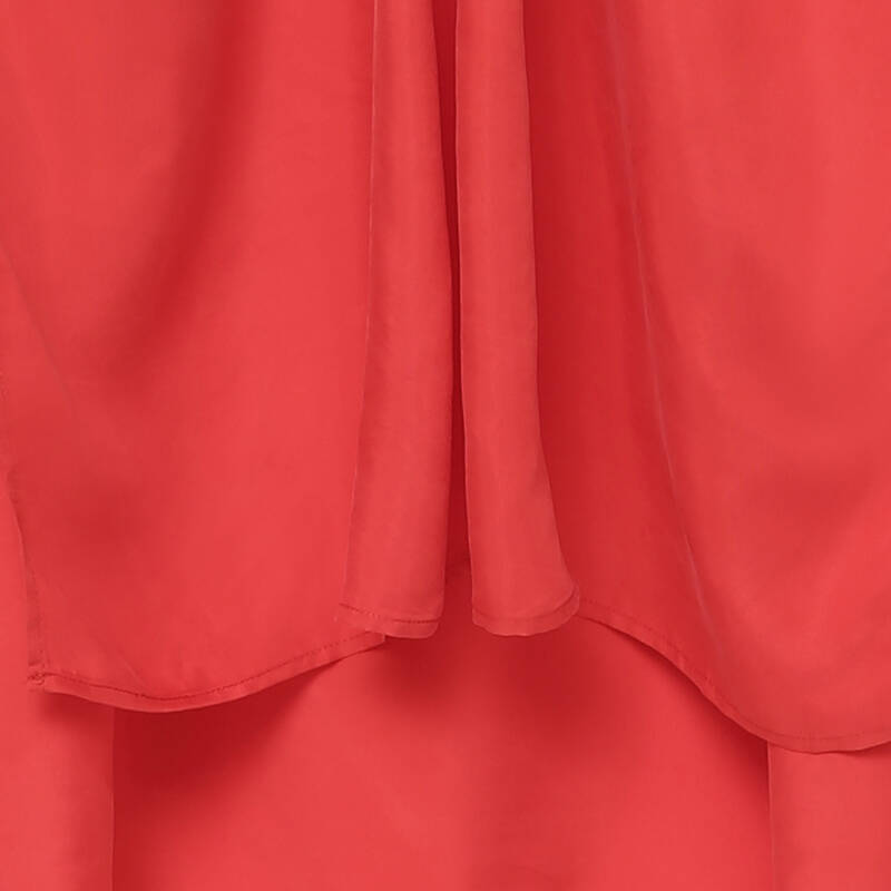 amiiredefine2015秋冬新飘逸v领褶皱高开叉大码连衣裙61591241 胭脂红