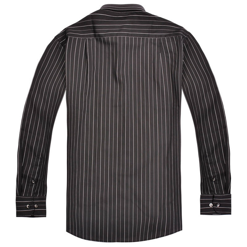 乔治白giuseppe 2015春装新款 条纹纯棉长袖衬衫男衬衣 黑色条纹 43