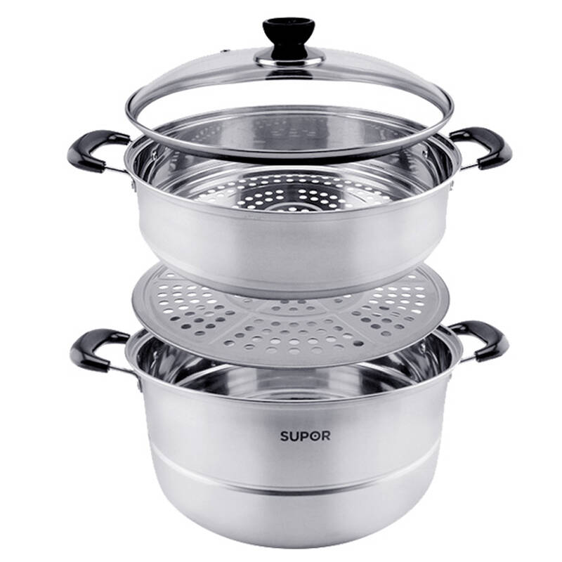 苏泊尔supor 双层蒸锅不锈钢汤锅二层蒸笼电磁炉通用复底 sz28b5 28cm