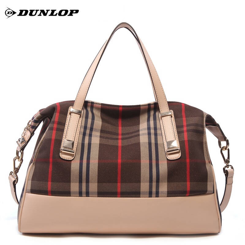 登路普(dunlop)女式手提包欧美复古格子休闲单肩斜挎包新款女包dm