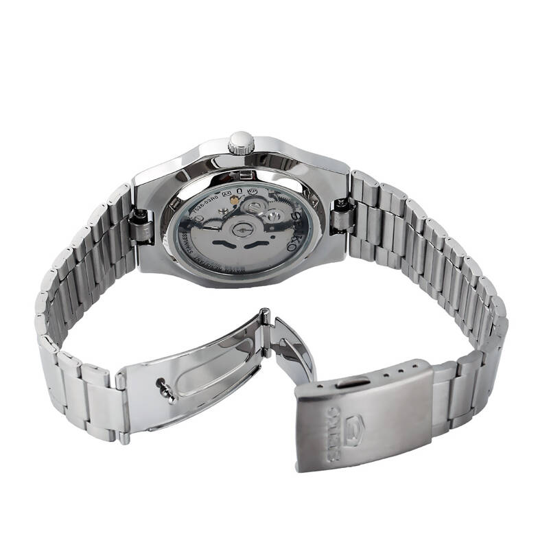 精工seiko盾牌5号手表背透自动机械男表钢带 snkk45k1