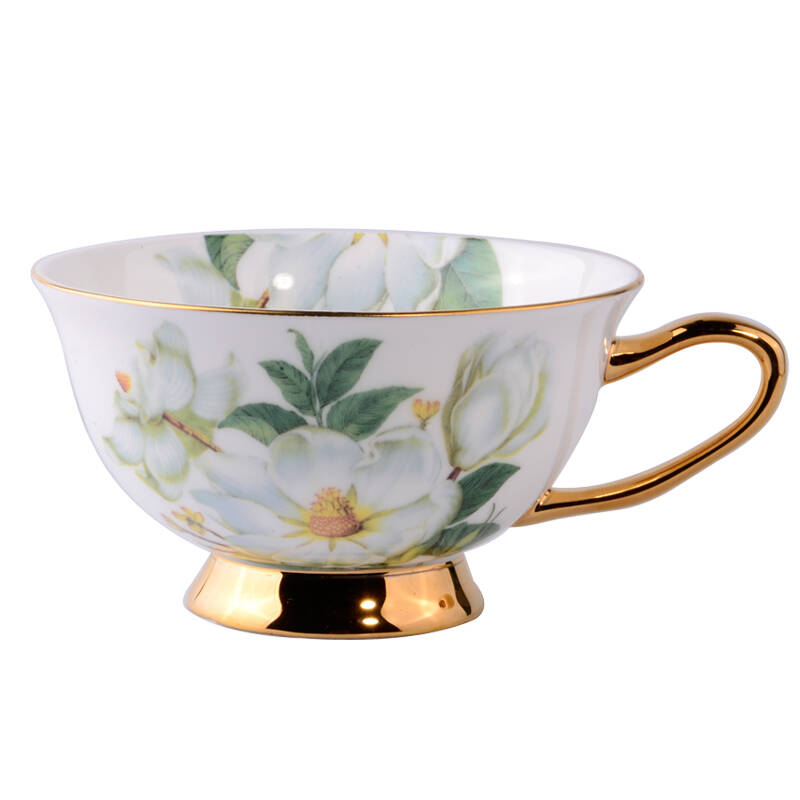 五花马咖啡杯情侣红茶杯骨瓷时尚杯子个性带碟200ml 山茶花