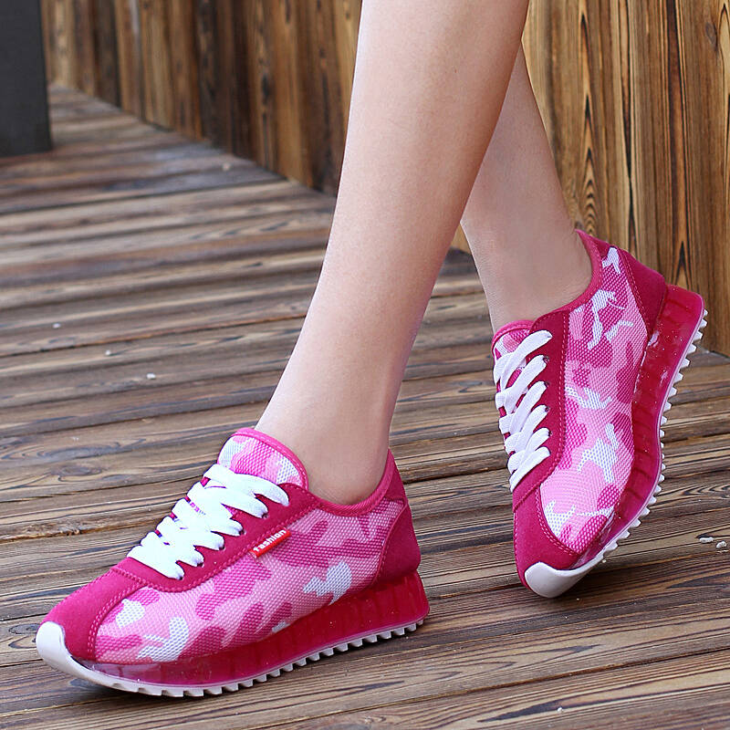 锲翔女鞋2015夏季新款网面网布透气女鞋运动休闲鞋韩版熊猫鞋 红色 36