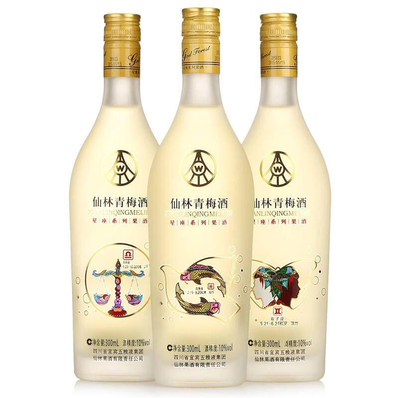 【京东超市】五粮液集团 洋酒 仙林果酒 青梅果酒十二星座系列 300ml*