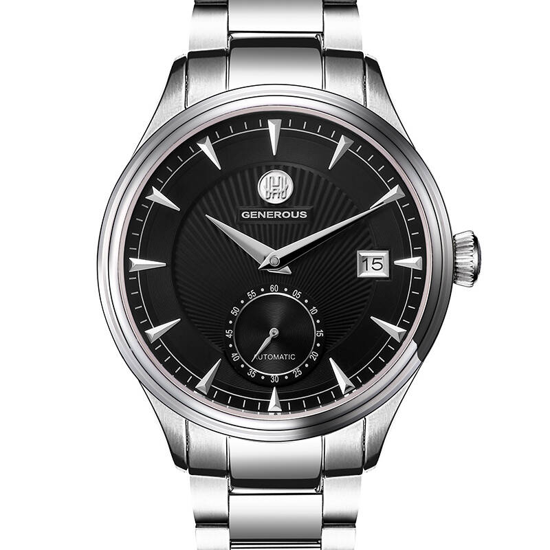 豪情(generous)男士手表机械表男表全自动防水男式腕表原版 黑色 皮带