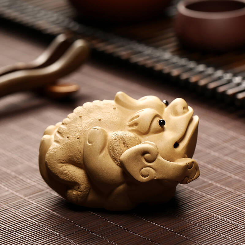 尊壶 茶宠金蟾宜兴紫砂茶宠金蝉系列 守财金蝉 段泥