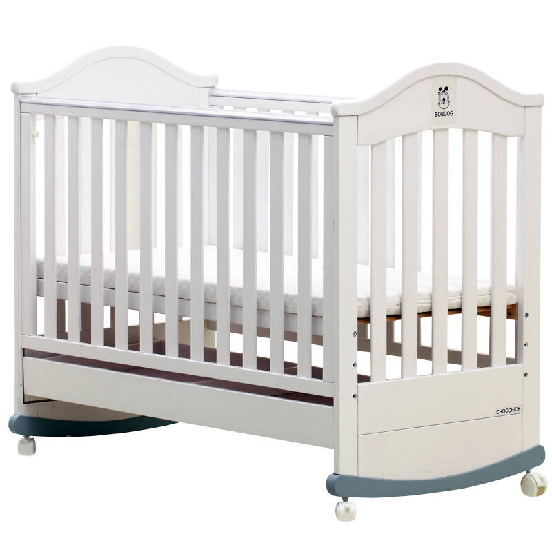 巴布豆(bobdog) 90°顺滑侧栏实木婴儿床 白色 (送229元床垫 )(6月10