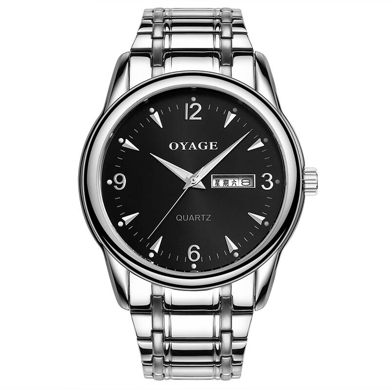 欧雅格(oyage)精钢男士手表 潮流时尚学生男表石英表商务休闲腕表日历
