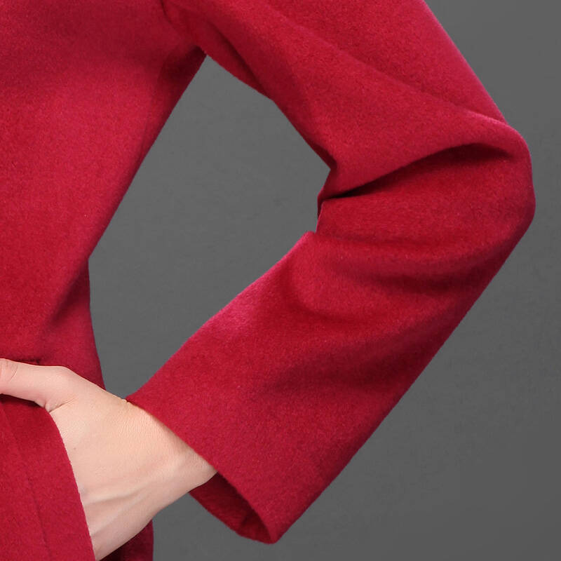 恒源祥毛呢外套女中长款修身中老年女装羊毛大衣2555 5#妃红 170/92a