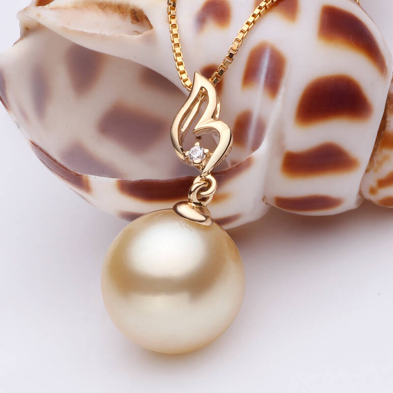 【定制款】 金富源 10-11mm正圆g18k海水南洋金珍珠吊坠项链【清兰】