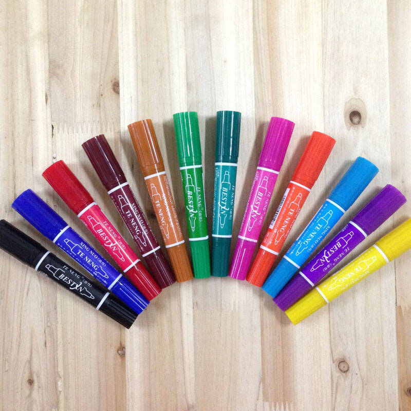 大双头12色记号笔 油性 整盒价 一盒12只