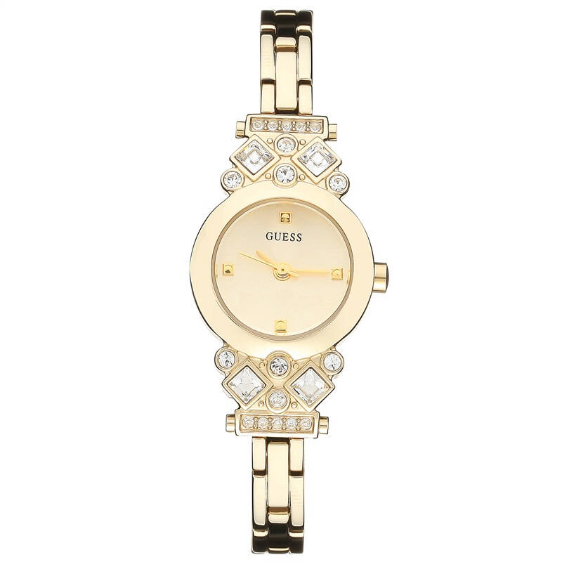 盖尔斯(guess)手表时尚系列金色镶钻手链石英女表w0221l2 京东自营