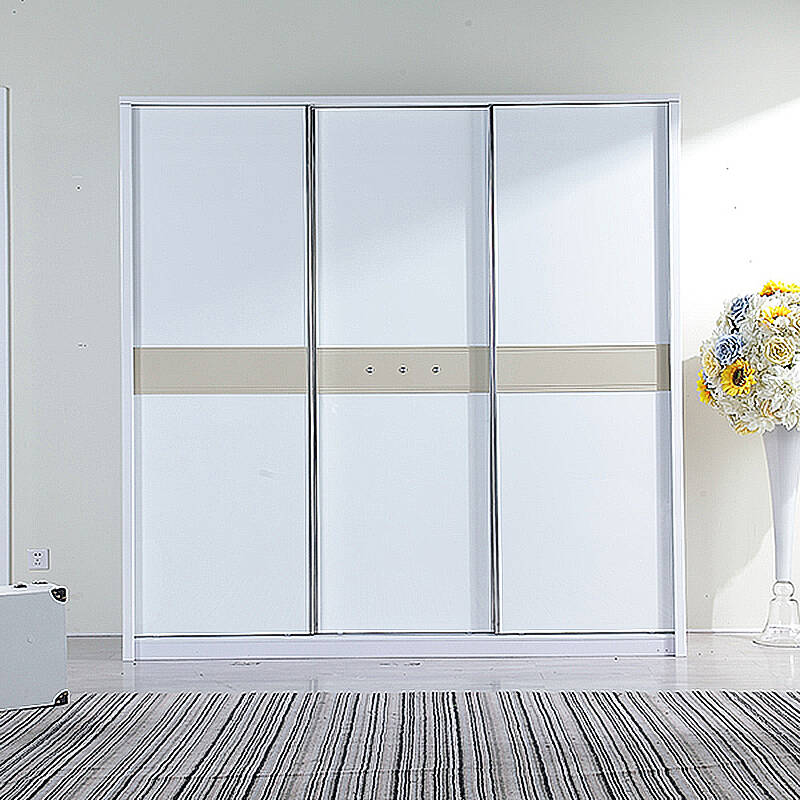 全友家居 卧室家具现代简约白色三开门大衣柜大容量推拉门衣柜101033