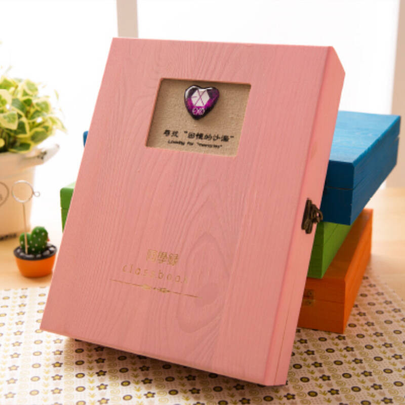 韩版创意文具 时光宝盒exo珍藏版木质盒装同学录 毕业纪念册 exo桔色