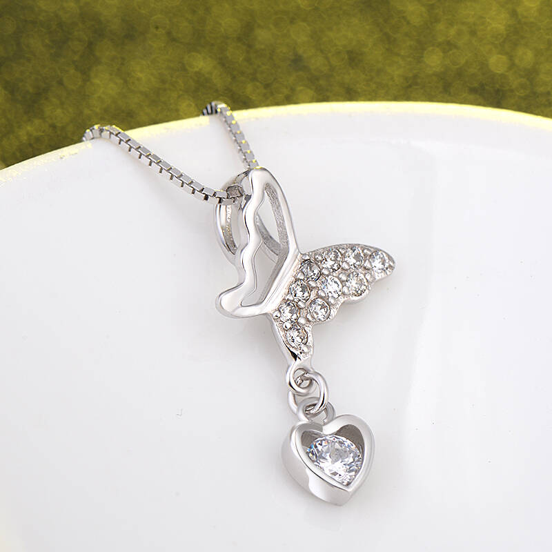 银意坊心形925银项链 女 首饰银饰品 时尚饰品短款锁骨链瑞丽 纯洁