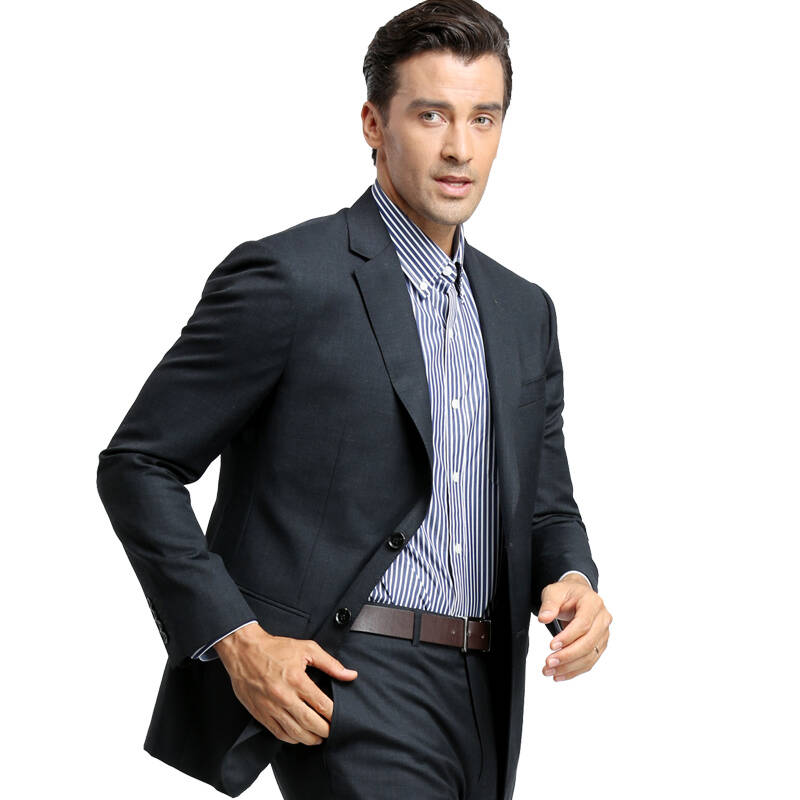 大卫山dave hill 精纺羊毛西装商务翻驳领修身正装西服男 深灰色gy 54