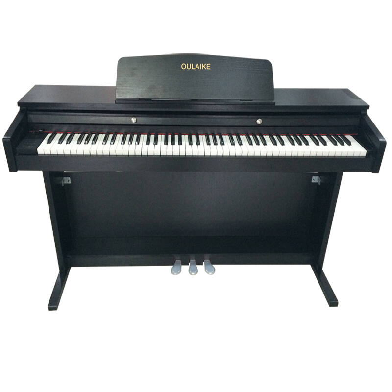 欧莱克白色电钢琴 88键数码钢琴 配重力度电子钢琴 法国进口音源 黑色