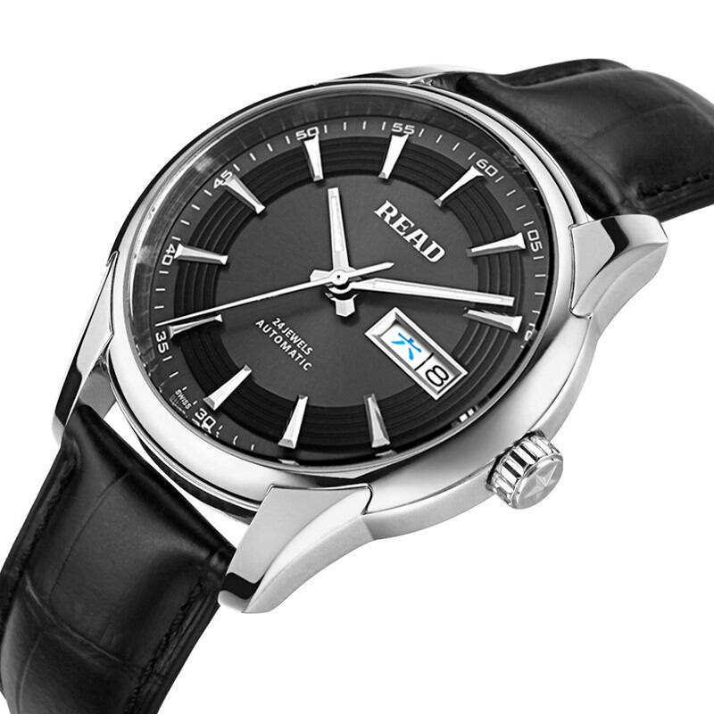 锐力(read)手表 传奇系列全自动机械男表黑盘黑皮带r8082g