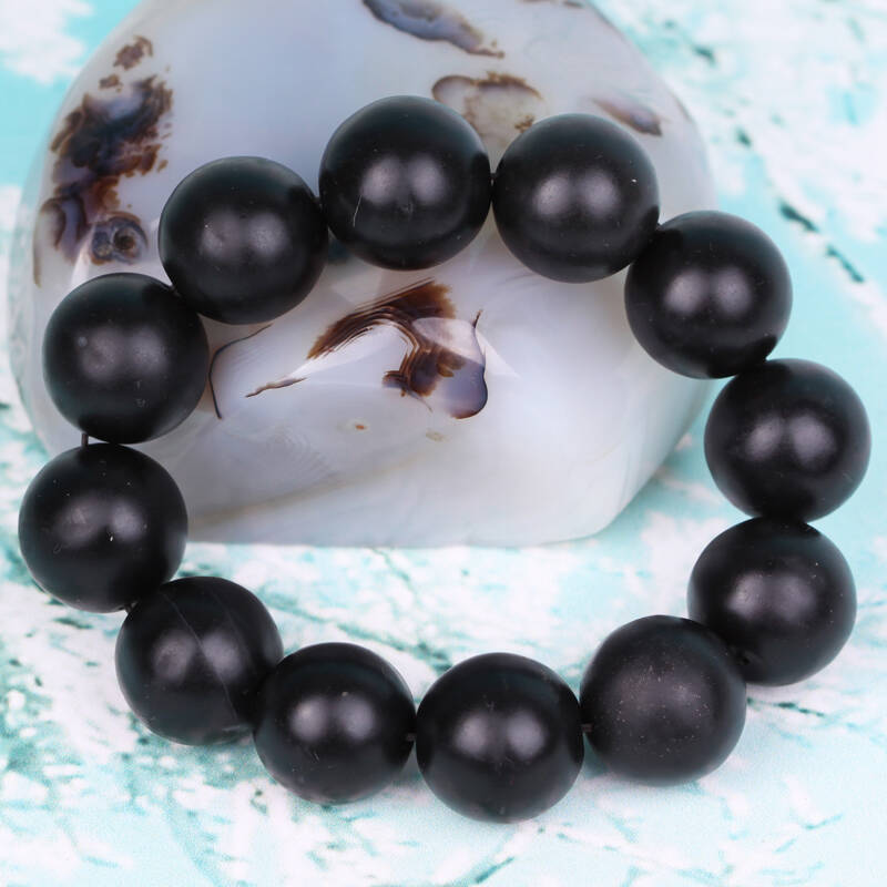星宏紫顺 黑色砭石手链 单珠直径20mm 20mm
