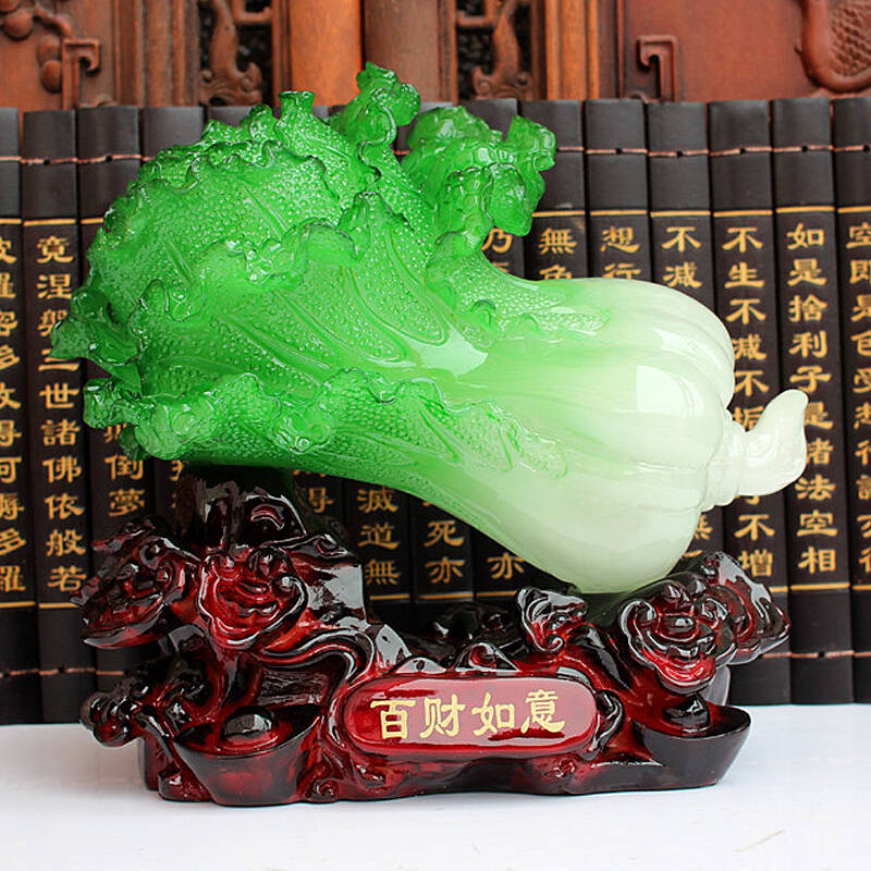 聚善缘 百财如意玉白菜招财金蟾摆件 乔迁开业礼品 礼物招财工艺品