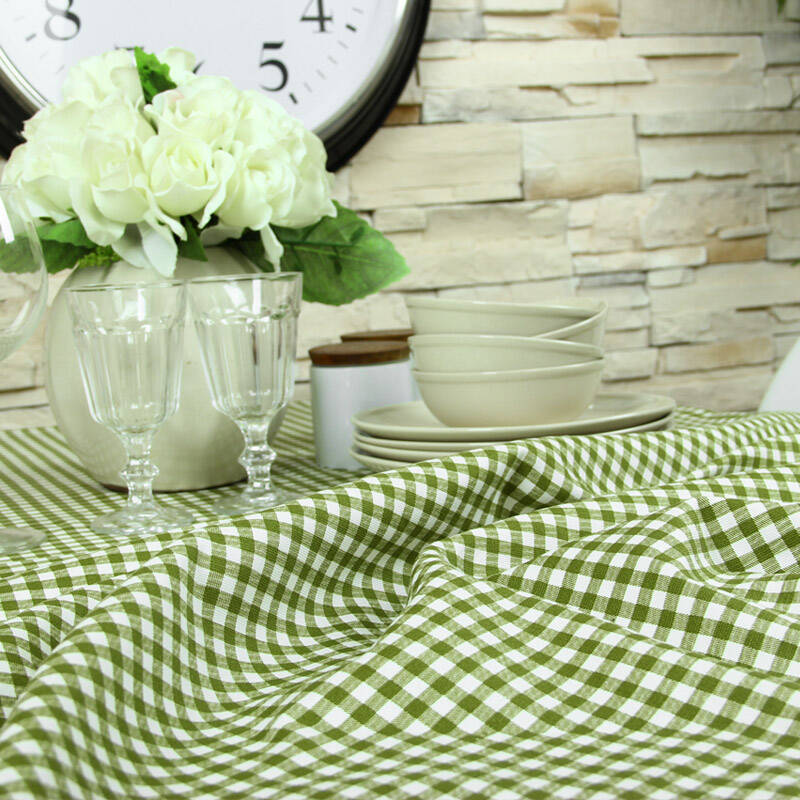 江南叶 桌布餐桌 纯棉防尘台布jzb001 绿色格纹 1.4*1.4米