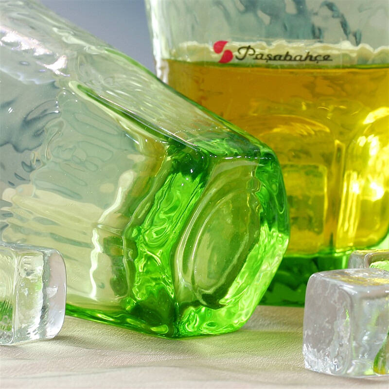 帕莎(pasabahce) 绿色玻璃水杯 290毫升饮料 果汁 六角威士忌杯 3只装
