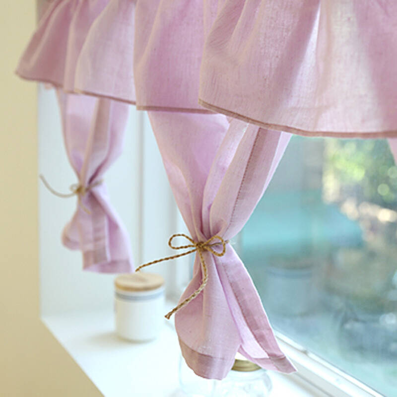 inibella韩国时尚简约装饰门窗帘 韩版淡雅布艺洗手间遮光半帘 淡紫色