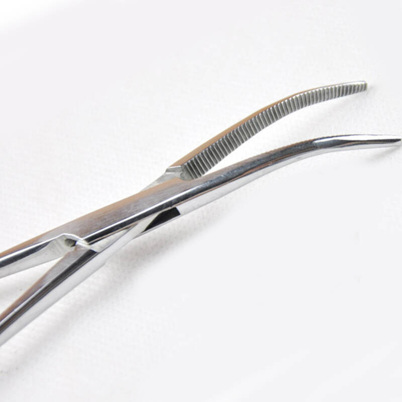 渔掌门 不锈钢防锈蚀18cm钓鱼用止血钳 弯嘴摘钩钳 取钩器zqz003