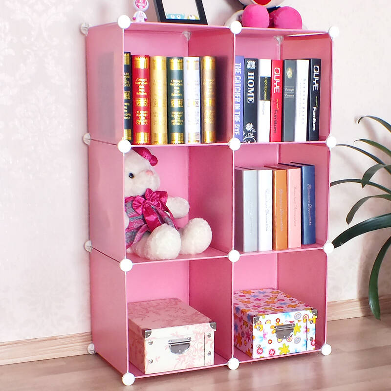 新艺鸿运旋转折叠小书架子折叠儿童书柜书橱diy魔片组合家具 2*3果粉