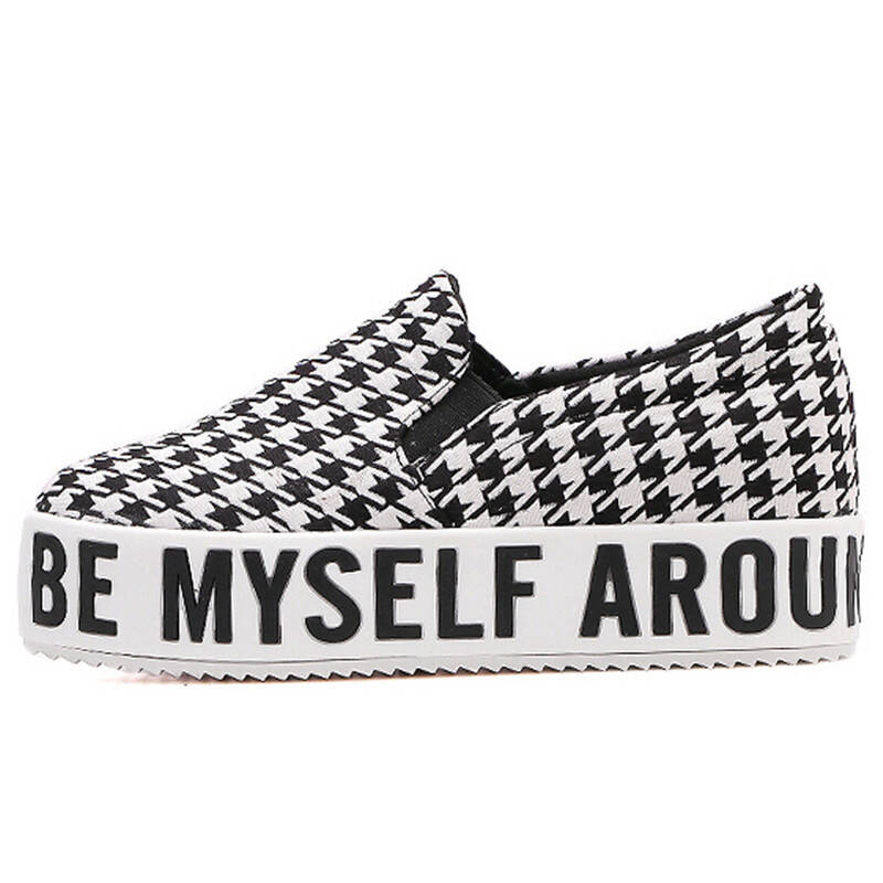 格迈岸geman 2015夏季新款休闲布鞋 厚底英文字母超舒脚休闲单鞋 格子