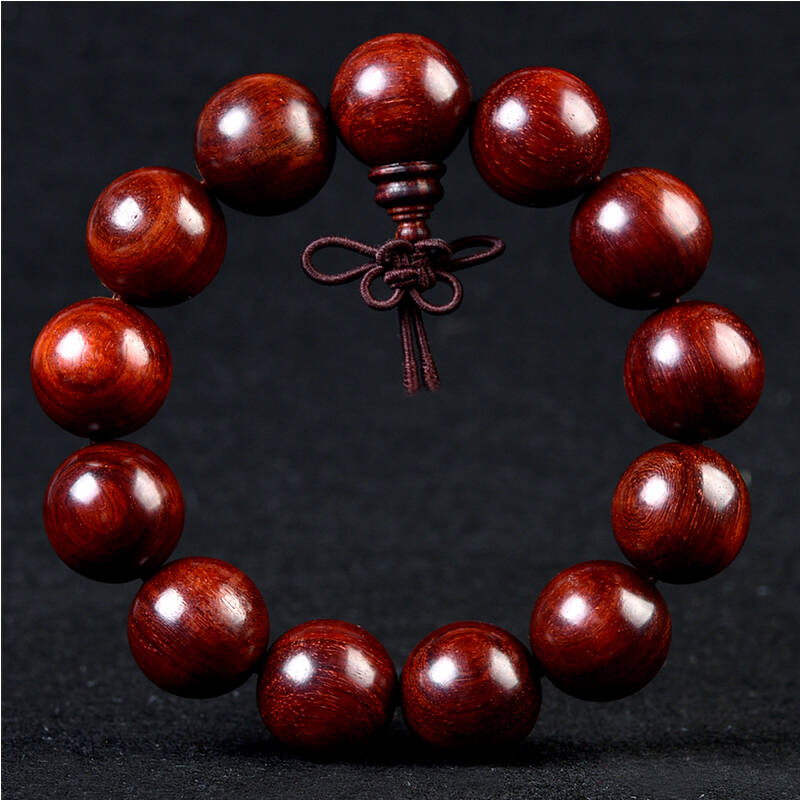 灵菲 小叶紫檀手串顺纹高密木珠男女佛珠手链情人节礼品 15mm - 京东