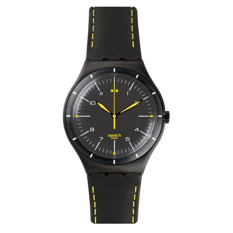 斯沃琪(swatch)手表 金属系列石英男女表黑砂经典ywb100
