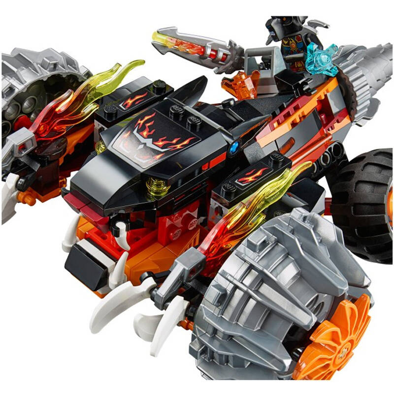 儿童益智拼装积木玩具气功传奇系列小颗粒 虎参谋的双面黑火战车70222