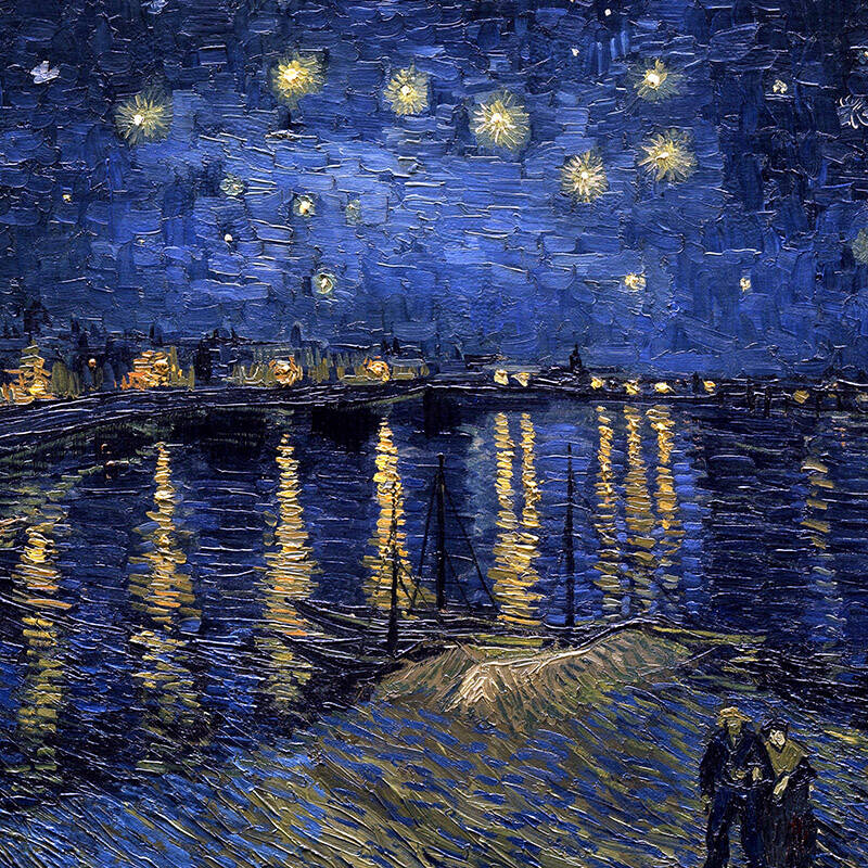 墙蛙 罗那河畔的星夜梵高油画餐厅装饰画玄关画电表箱挂画欧式客厅