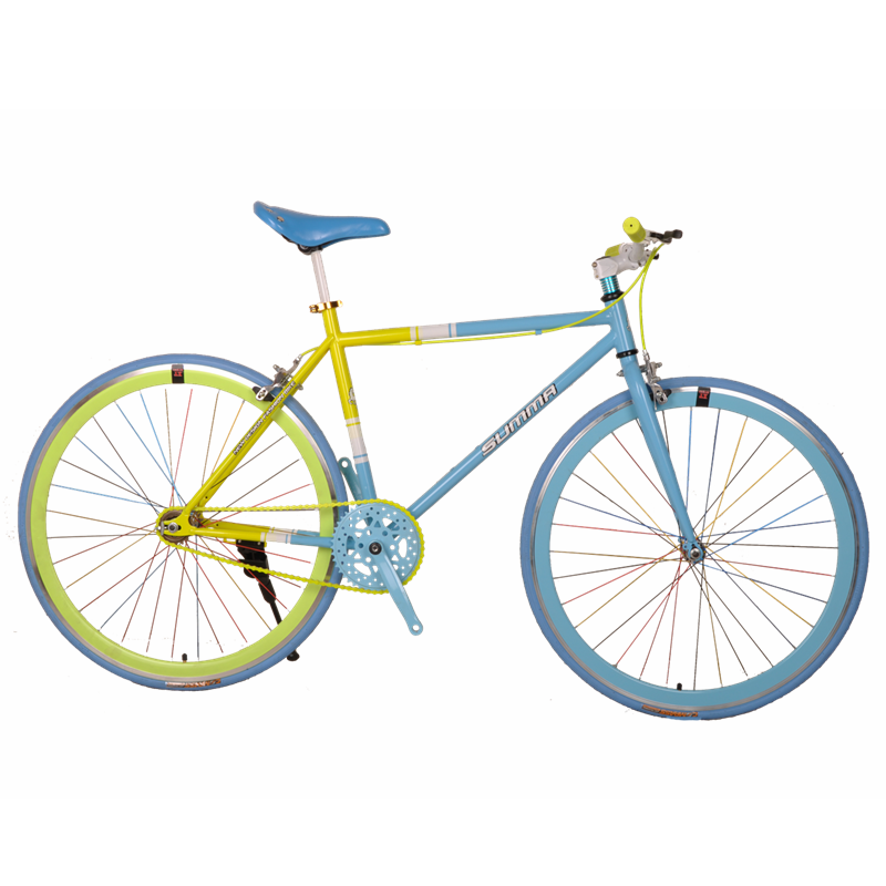 圣马 新款断色死飞活飞 40刀双飞公路车学生车 双飞花鼓带活飞轮 倒骑