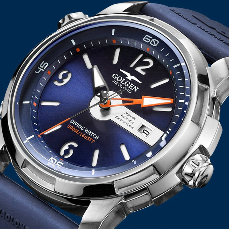 古尊(golgen)手表 男表蛟龙号500米深度防水游泳户外运动潜水机械男士