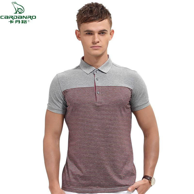 卡丹路夏款翻领短袖t恤男装修身弹力polo衫 男t恤-152101004 红色 xl