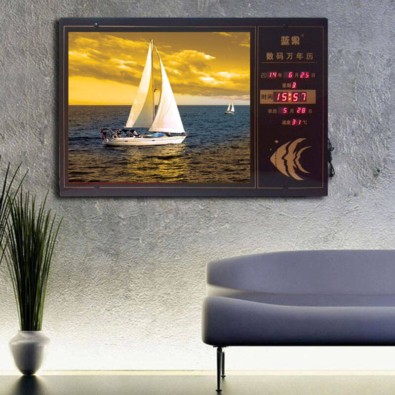 蓝果(blue fruit)发光led数码万年历现代装饰画客厅电子钟挂画风景画