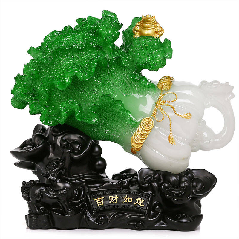 吉善堂 如意白菜摆件 招财貔貅百财家居装饰品客厅桌面工艺品2935 特