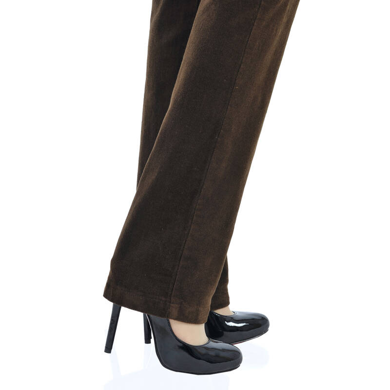 蔼飞儿2016秋款灯芯绒女裤直筒裤高腰大码弹力修身条绒裤加长裤高个子