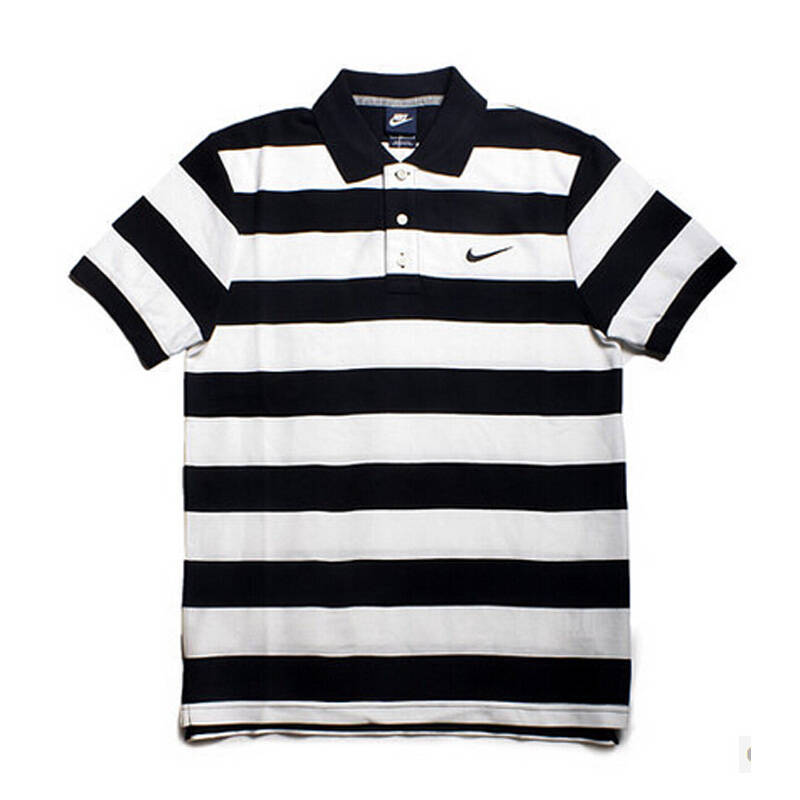 夏季新款耐克/nike 男子休闲时尚条纹polo衫 637625-010/063 黑白条纹