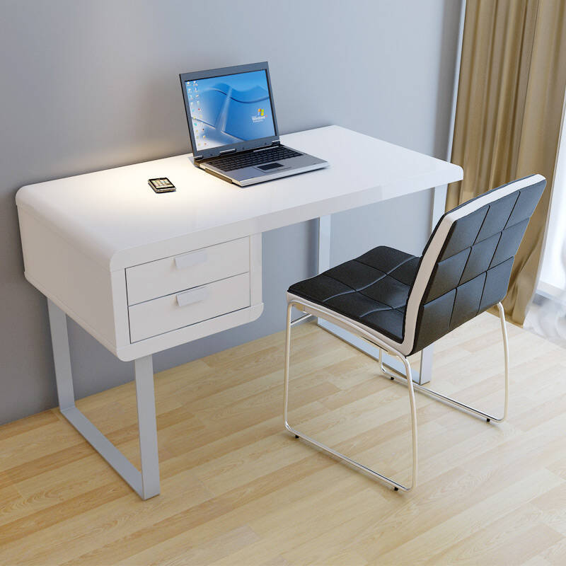 一米爱 简约写字台带抽屉书桌 电脑桌 台式家用 白色 钢琴烤漆 1200mm