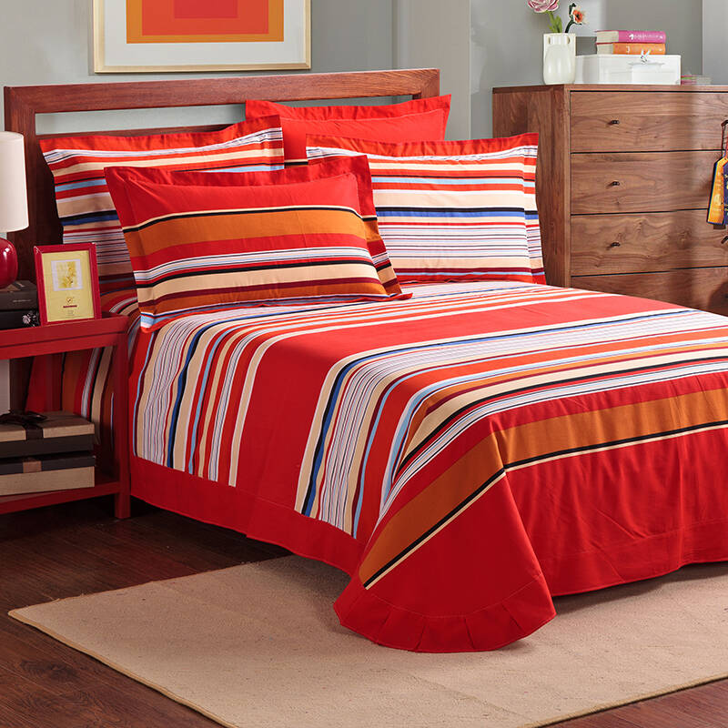 罗曼琪家纺 全棉活性磨毛印花床品套件 四件套 指间流沙 1.5m-1.